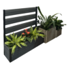 WPC planter boxes with horizontal privacy screen and mixed green plants for outdoor landscaping